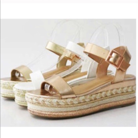 New- Rose Gold Sling Back Espadrille Sandals - Picture 4 of 4